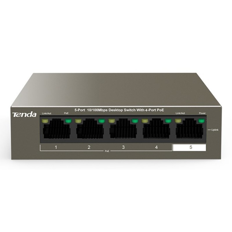 Tenda TEF1105-4-63W network switch Unmanaged Fast Ethernet (10/100) Power over Ethernet (PoE) Desktop/Wall-Mounting Grey Tenda TEF1105-4-63W network switch Unmanaged Fast Ethernet (10/100) Power over Ethernet (PoE) Desktop/Wall-Mounting Grey