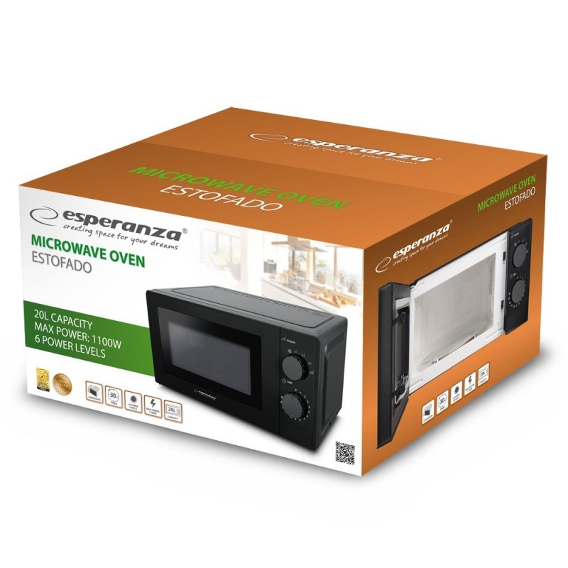 Esperanza ESTOFADO Countertop Solo microwave 20 L 700 W Black Esperanza ESTOFADO Countertop Solo microwave 20 L 700 W Black