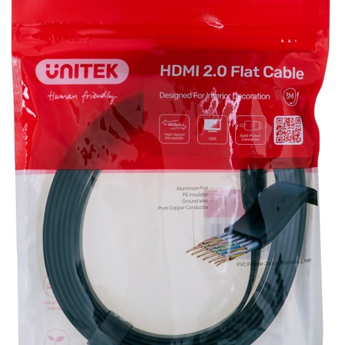 UNITEK 2.0 4K60HZ FLAT 3M C11063BK-3M HDMI cable 3 m HDMI Type A (Standard) Black UNITEK 2.0 4K60HZ FLAT 3M C11063BK-3M HDMI cable 3 m HDMI Type A (Standard) Black