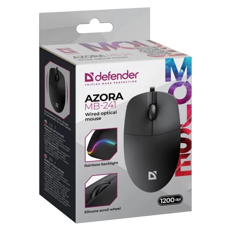 WIRED MOUSE DEFENDER AZORA MB-241 RF BLACK 1200dpi 3P