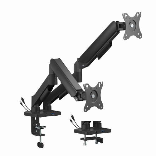 Gembird MA-DA2U-01 Adjustable desk 2-display mounting arm with USB ports, 17”-32”, black
