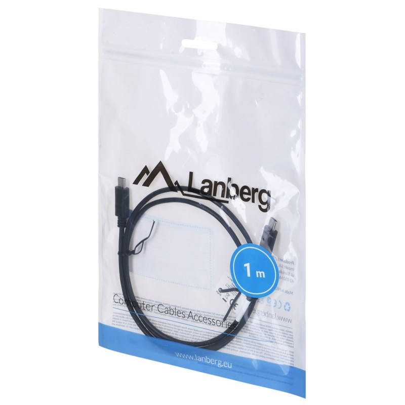 Lanberg CA-CMCM-10CU-0010-BK kabel USB 2.0 1m USB-C M/M Black Lanberg CA-CMCM-10CU-0010-BK kabel USB 2.0 1m USB-C M/M Black