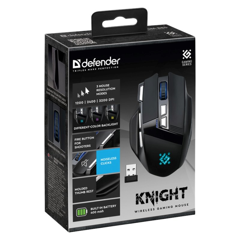 MOUSE DEFENDER GM-885 KNIGHT RF WIRELESS 3200dpi 8P BLACK MOUSE DEFENDER GM-885 KNIGHT RF WIRELESS 3200dpi 8P BLACK