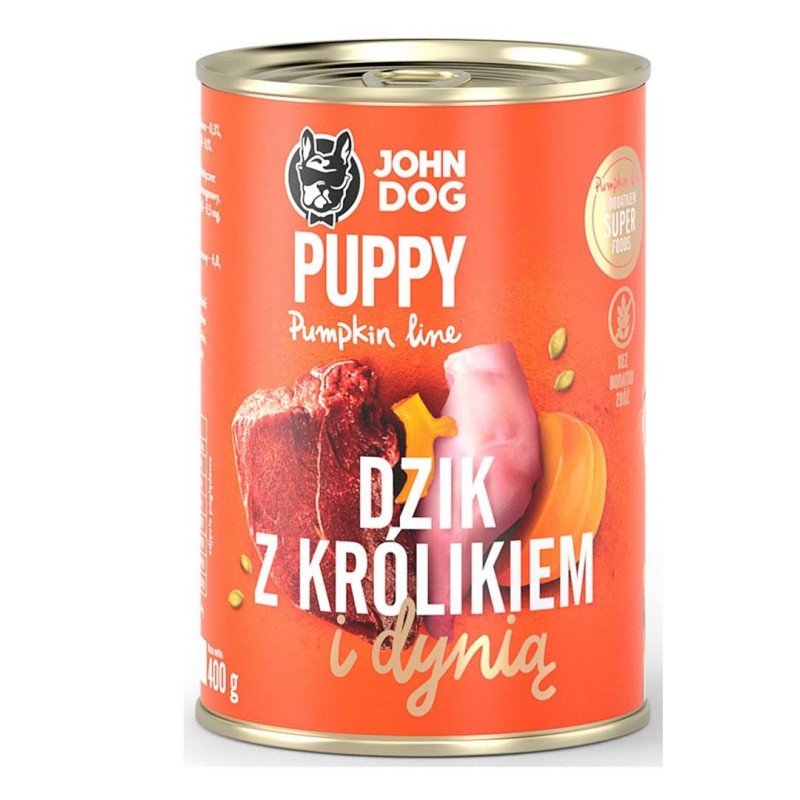 JOHN DOG Pumpkin Puppy Wild boar with rabbit and pumpkin - wet dog food - 400g JOHN DOG Pumpkin Puppy Wild boar with rabbit and pumpkin - wet dog food - 400g