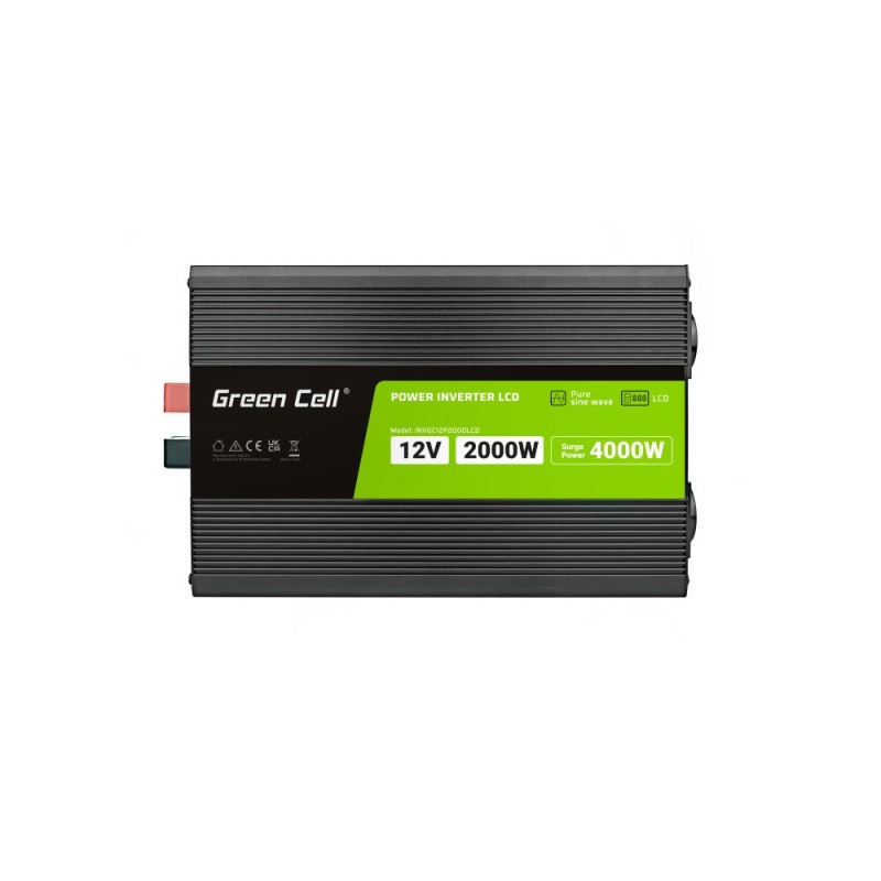 Green Cell PowerInverter LCD 12V to 230V 2000W/40000W car inverter with LCD display - pure sine wave Green Cell PowerInverter LCD 12V to 230V 2000W/40000W car inverter with LCD display - pure sine wave