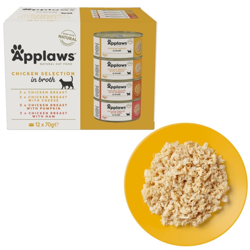 APPLAWS Chicken Selection in Broth - wet cat food - 12x70g APPLAWS Chicken Selection in Broth - wet cat food - 12x70g