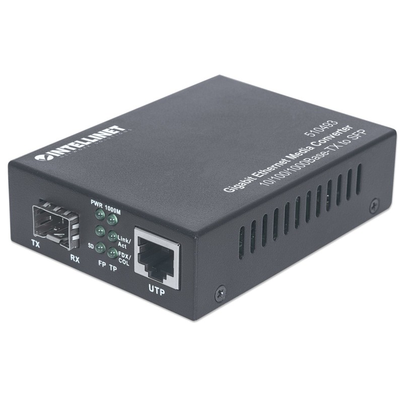 Intellinet Gigabit Ethernet to SFP Media Converter, 10/100/1000Base-Tx to SFP slot, empty (Euro 2-pin plug) Intellinet Gigabit Ethernet to SFP Media Converter, 10/100/1000Base-Tx to SFP slot, empty (Euro 2-pin plug)