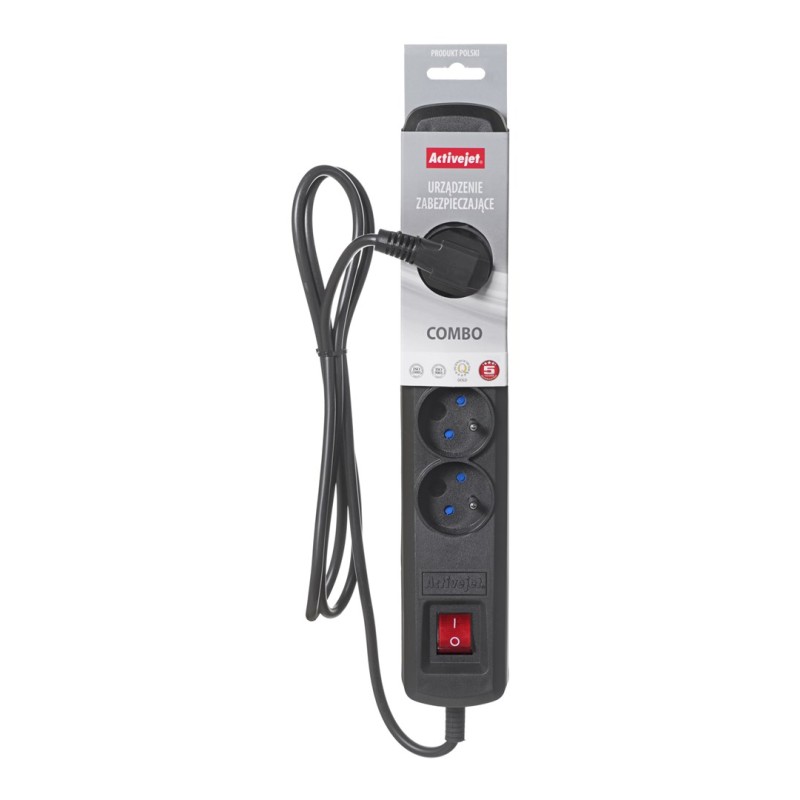Activejet black power strip with cord ACJ COMBO 5G/5M/BEZP. AUTO/CZ Activejet black power strip with cord ACJ COMBO 5G/5M/BEZP. AUTO/CZ
