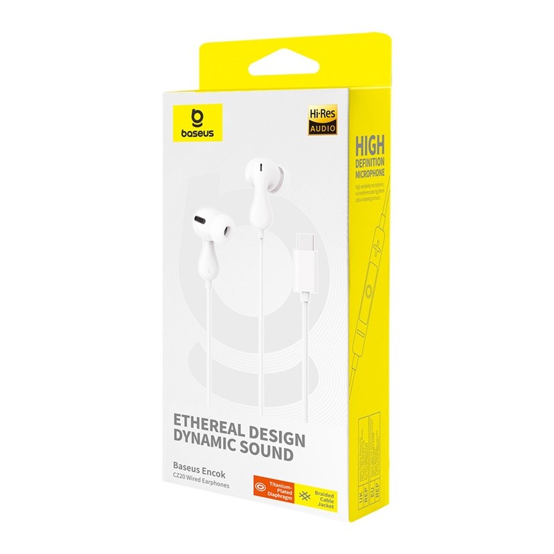 Baseus Encok CZ20 Headset Wired In-ear Calls/Music USB Type-C White Baseus Encok CZ20 Headset Wired In-ear Calls/Music USB Type-C White