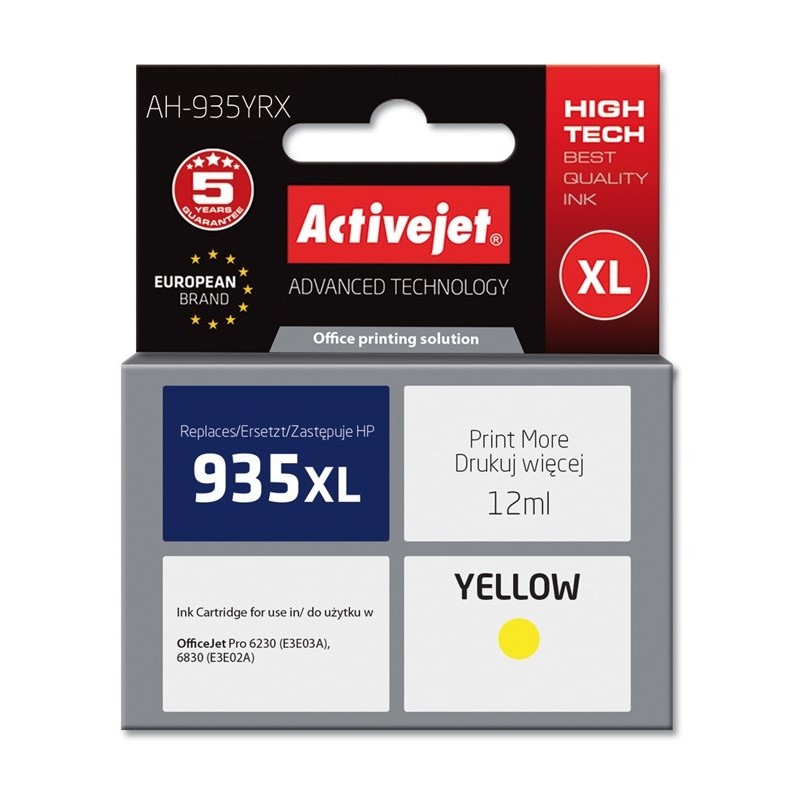 Activejet AH-935YRX ink (replacement for HP 935XL C2P26AE; Premium; 12 ml; yellow)