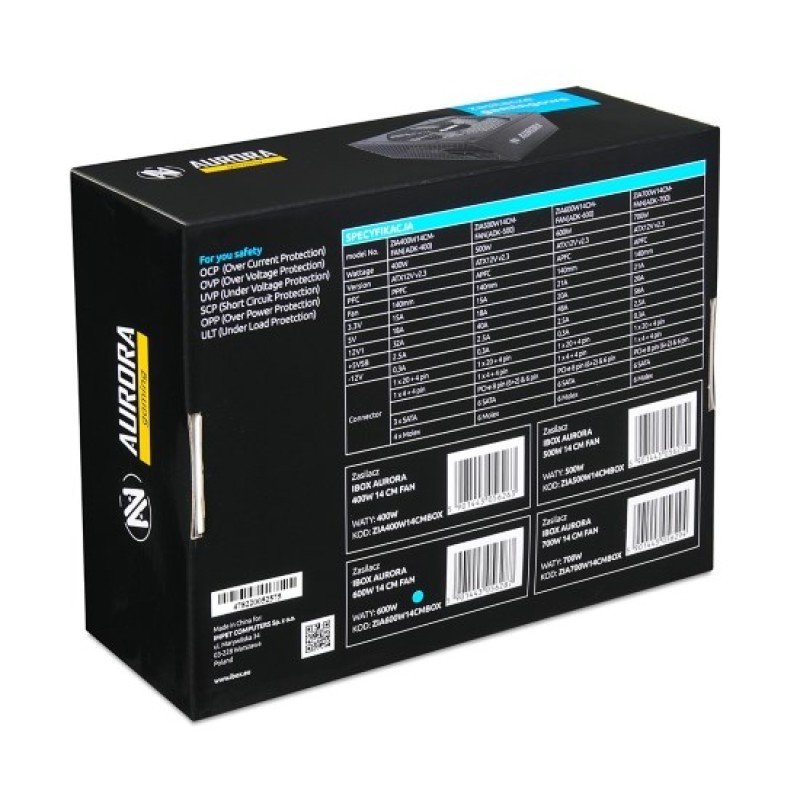 Power Supply IBOX AURORA 600W 14 CM FAN ZIA600W14CMBOX Power Supply IBOX AURORA 600W 14 CM FAN ZIA600W14CMBOX