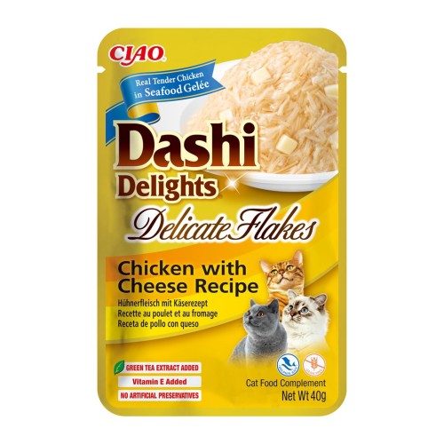 INABA CAT Dashi Delights Delicate Flakes Chicken with Cheese - cat treat - 40g INABA CAT Dashi Delights Delicate Flakes Chicken with Cheese - cat treat - 40g