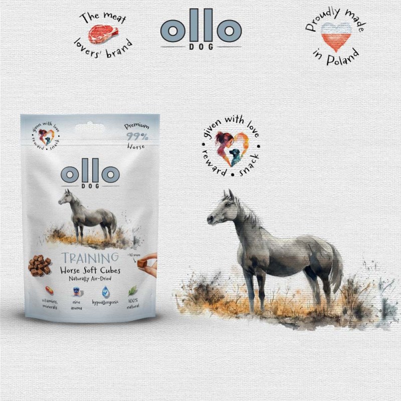 OLLO Air Dried Training Horse Cubes - dog treat - 80g OLLO Air Dried Training Horse Cubes - dog treat - 80g