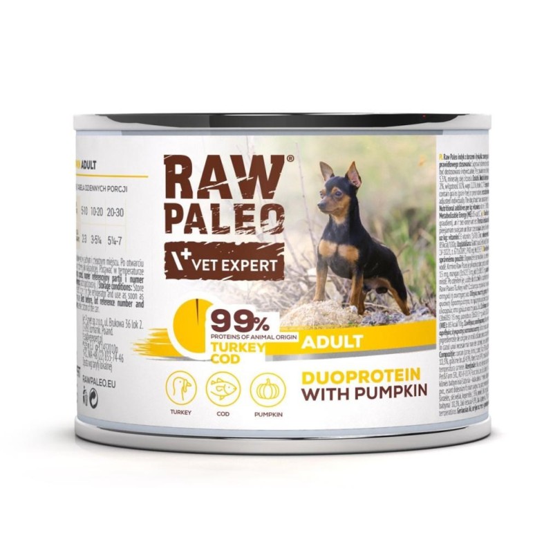 RAW PALEO Duoprotein Turkey & Cod Adult - wet dog food - 200g