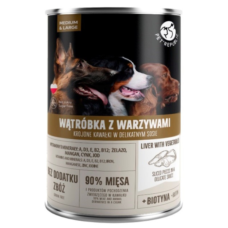 PET REPUBLIC Adult Medium & Large Liver with vegetables - wet dog food - 1250g PET REPUBLIC Adult Medium & Large Liver with vegetables - wet dog food - 1250g