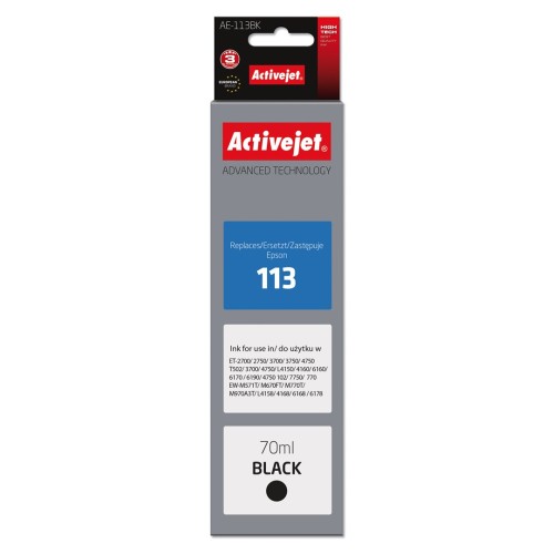 Activejet AE-113Bk ink (replacement for Epson 113 C13T06B140; Supreme; 70 ml; black) Activejet AE-113Bk ink (replacement for Epson 113 C13T06B140; Supreme; 70 ml; black)