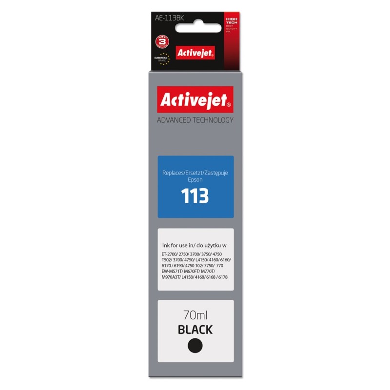 Activejet AE-113Bk ink (replacement for Epson 113 C13T06B140; Supreme; 70 ml; black)