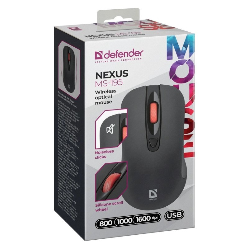 MOUSE DEFENDER NEXUS MS-195 RF SILENT BLACK MOUSE DEFENDER NEXUS MS-195 RF SILENT BLACK