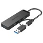 Vention 4-Port USB 3.0 Hub with USB-C & USB 3.0 2-in-1 Interface and Power Supply 0.15M ABS Type