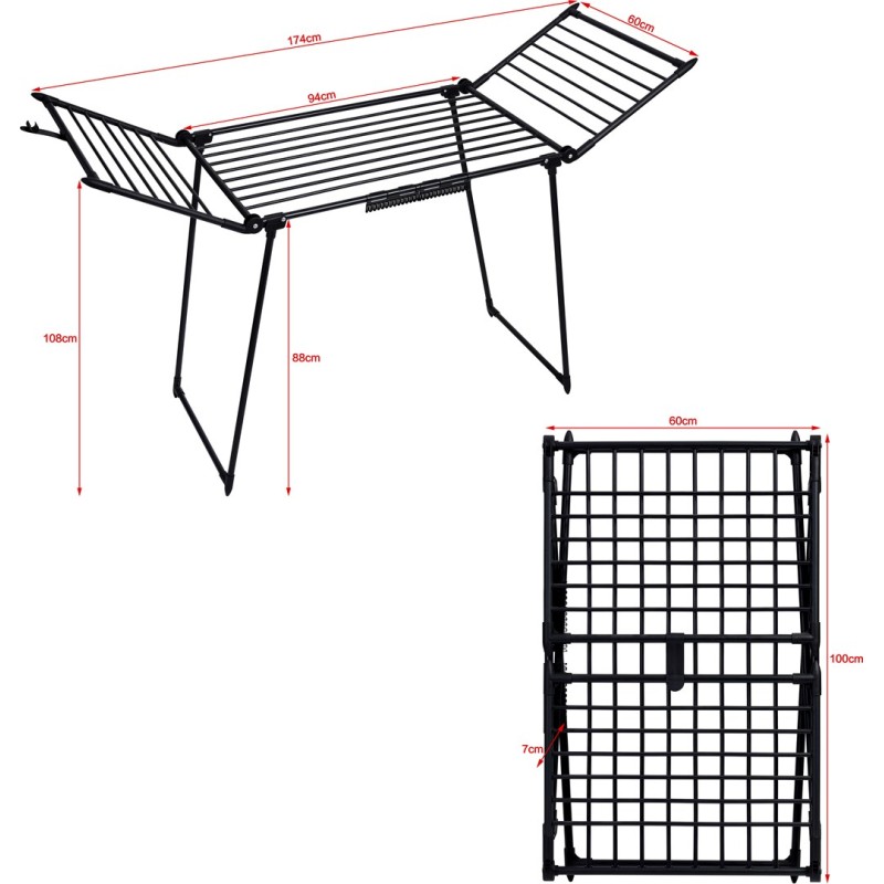 AMALFI foldable laundry drying rack, black AMALFI foldable laundry drying rack, black