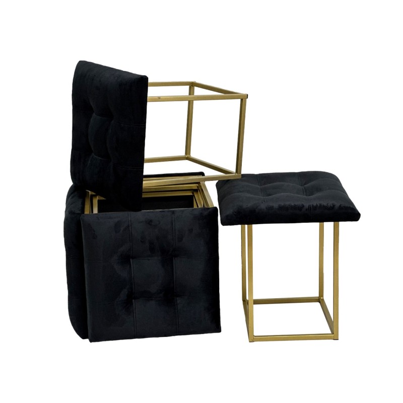 Puff-transformer 5in1 - 5 stools in 1 pouffe black velvet Puff-transformer 5in1 - 5 stools in 1 pouffe black velvet