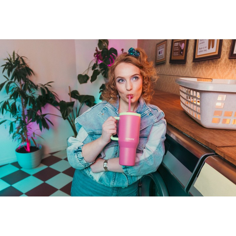 Thermal mug with telescopic straw Kambukka Rio Tumbler 950ml Bubblegum Mint Thermal mug with telescopic straw Kambukka Rio Tumbler 950ml Bubblegum Mint