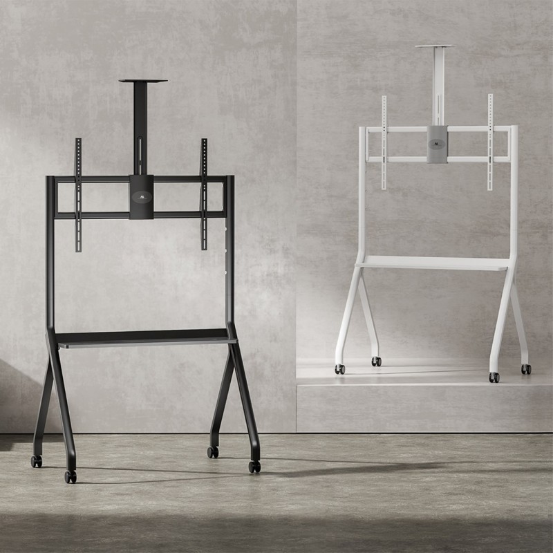 Maclean TV stand / cart, camera shelf, on casters, 55-100