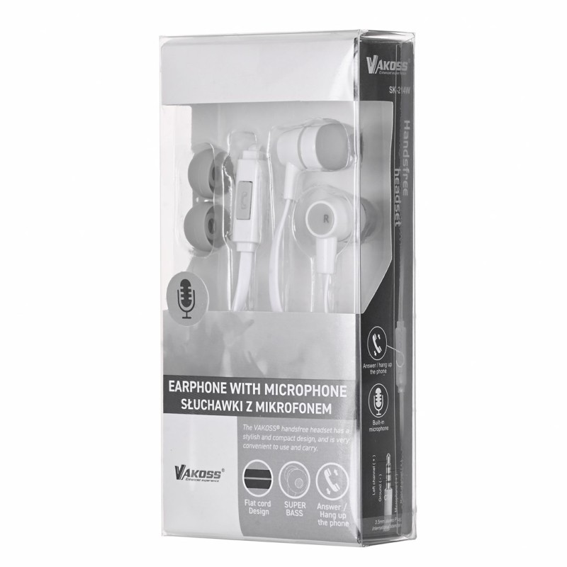 Vakoss SK-214W headphones/headset Wired In-ear Calls/Music White Vakoss SK-214W headphones/headset Wired In-ear Calls/Music White