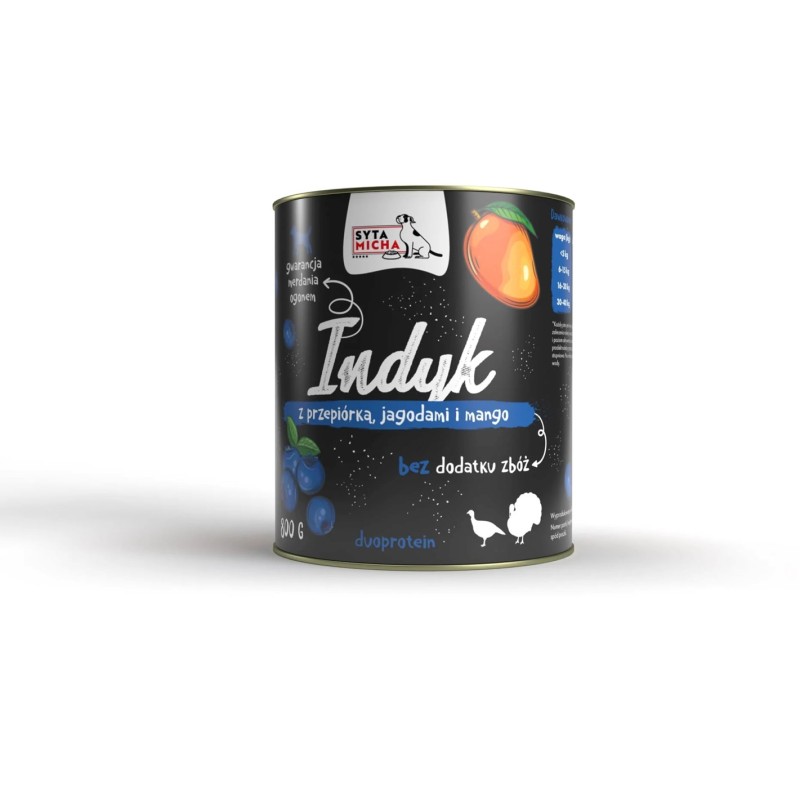 SYTA MICHA Turkey with quail, berries and mango - wet dog food - 800g SYTA MICHA Turkey with quail, berries and mango - wet dog food - 800g