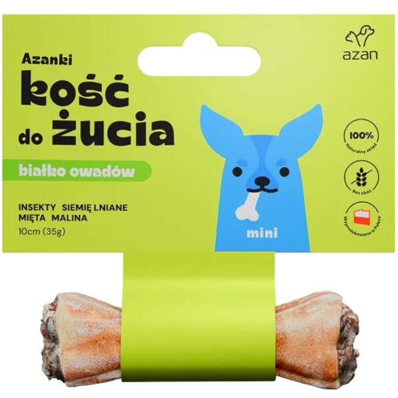 AZANKI Bone with Insects and Mint MINI – Dog Treat – 10 cm AZANKI Bone with Insects and Mint MINI – Dog Treat – 10 cm