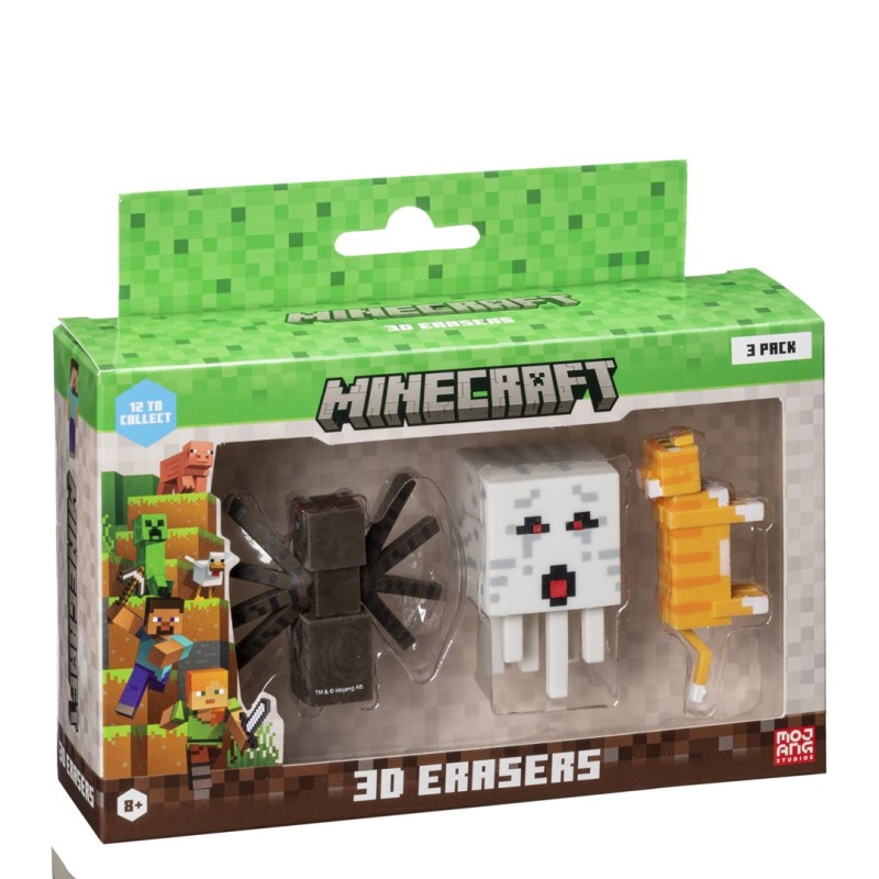 MINECRAFT 3D ERASERS - 3 PACK VER.A MINECRAFT 3D ERASERS - 3 PACK VER.A