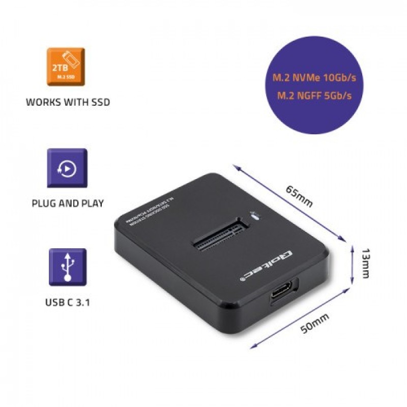 Qoltec 50313 storage drive enclosure SSD enclosure Black M.2 Qoltec 50313 storage drive enclosure SSD enclosure Black M.2