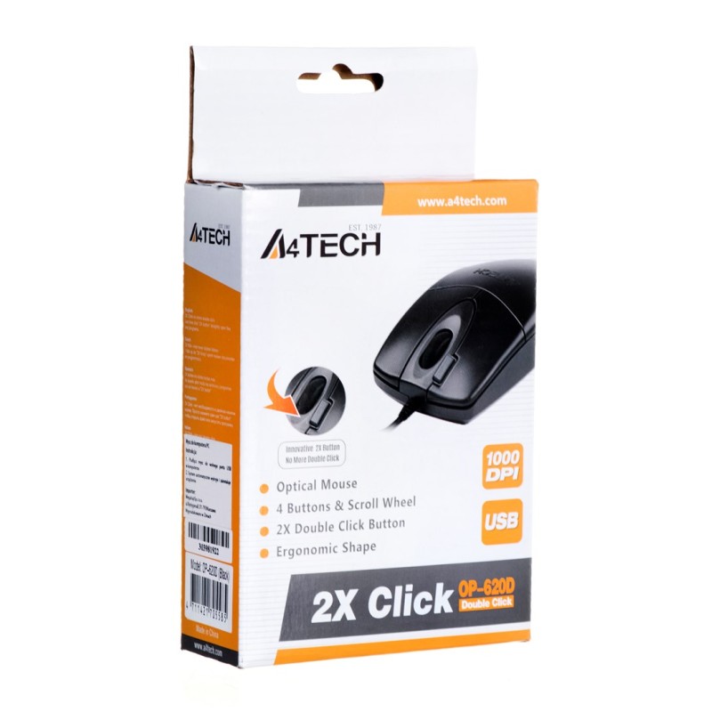 A4Tech OP-620D mouse USB Type-A Optical 1200 DPI Ambidextrous A4Tech OP-620D mouse USB Type-A Optical 1200 DPI Ambidextrous