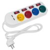 Maclean power strip, extender 4 sockets + 2xUSB, with switches, 250VAC/10A, 2.1A 5V, 1.5m, white, MCE229 W Maclean power strip, extender 4 sockets + 2xUSB, with switches, 250VAC/10A, 2.1A 5V, 1.5m, white, MCE229 W