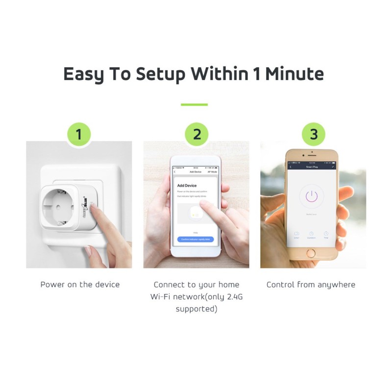 GreenBlue WiFi remote controlled socket, Android/iOS/Alexa/Google Home, energy cons. Energy, timer, max 3680W, type F, GB720 F GreenBlue WiFi remote controlled socket, Android/iOS/Alexa/Google Home, energy cons. Energy, timer, max 3680W, type F, GB720 F