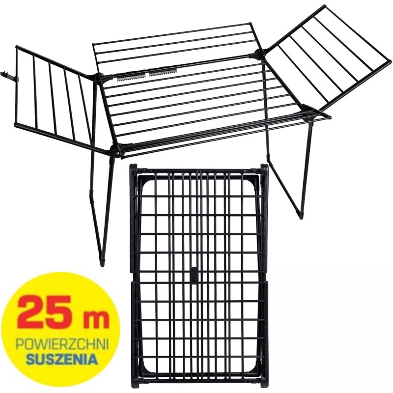 PROMIS MILANO laundry dryer, foldable, additional 4 wings, black PROMIS MILANO laundry dryer, foldable, additional 4 wings, black