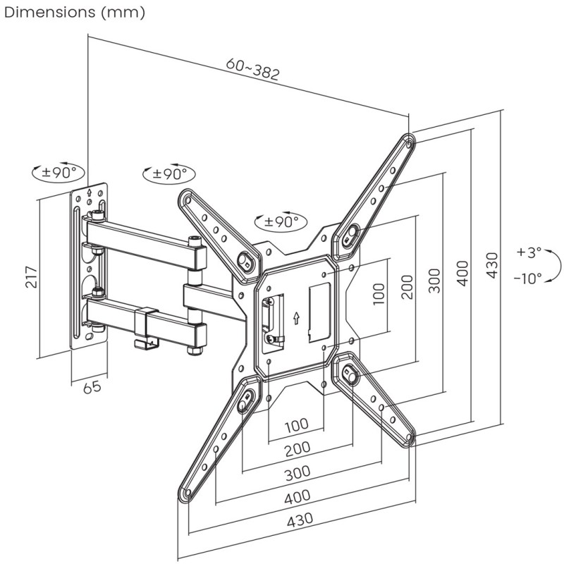 Maclean TV or monitor mount, universal, max VESA 400x400, 23-55 Maclean TV or monitor mount, universal, max VESA 400x400, 23-55