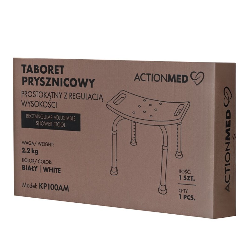 Rectangular shower stool with height adjustment Rectangular shower stool with height adjustment