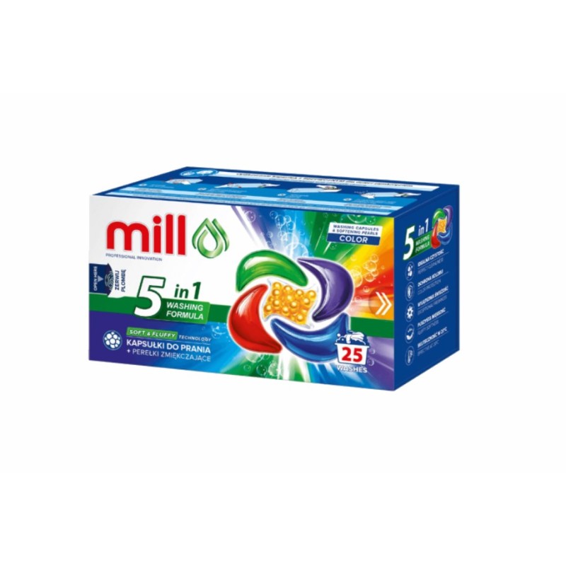 MILL PRO 5k laundry capsules + COLOR softening beads, 25 pcs. MILL PRO 5k laundry capsules + COLOR softening beads, 25 pcs.