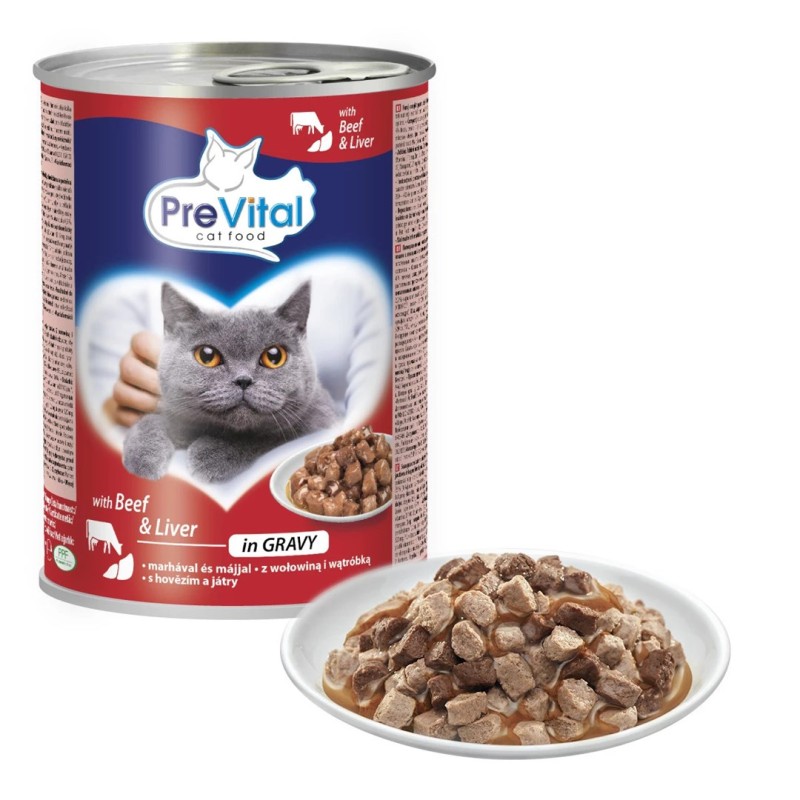 PREVITAL Cat Food with beef and liver in sauce - wet cat food - 415 g PREVITAL Cat Food with beef and liver in sauce - wet cat food - 415 g