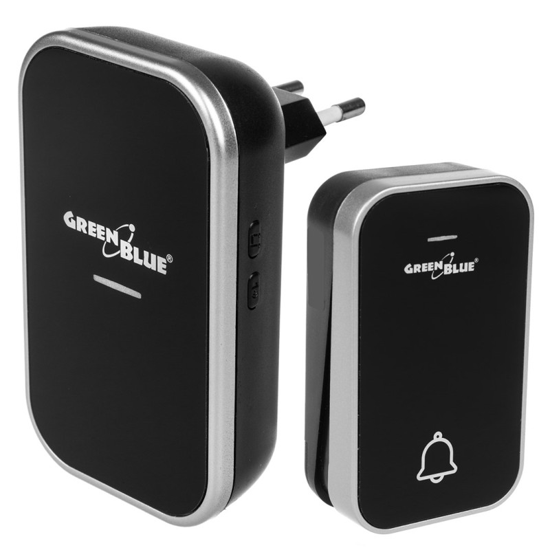 GreenBlue GB157 B Kinetic Battery-free Wireless Dorr Bell, Melodies, Black, Range up to 200m, IP44 GreenBlue GB157 B Kinetic Battery-free Wireless Dorr Bell, Melodies, Black, Range up to 200m, IP44