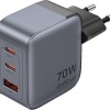 Vention 70W GaN PD Charger 1x USB-A 2x USB-C BK
