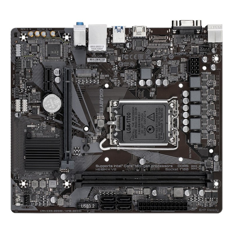 GIGABYTE H610M H V2 Motherboard - Supports Intel Core 14th CPUs, 4+1+1 Hybrid Digital VRM, up to 5600MHz DDR5, 1xPCIe 3.0 M.2, GbE LAN, USB 3.2 Gen 1