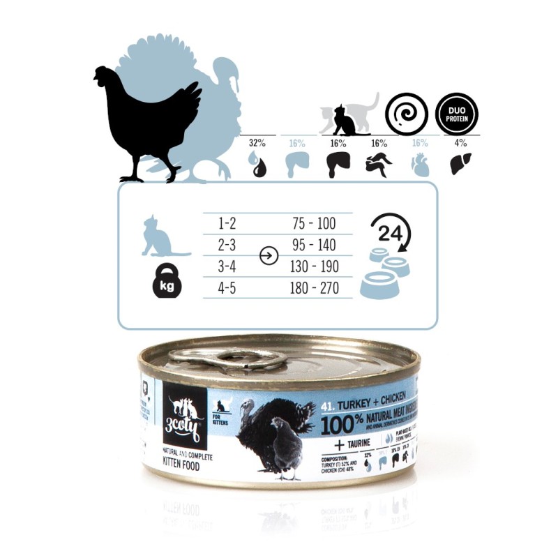 3COTY Turkey with chicken For kittens - wet cat food - 80g 3COTY Turkey with chicken For kittens - wet cat food - 80g
