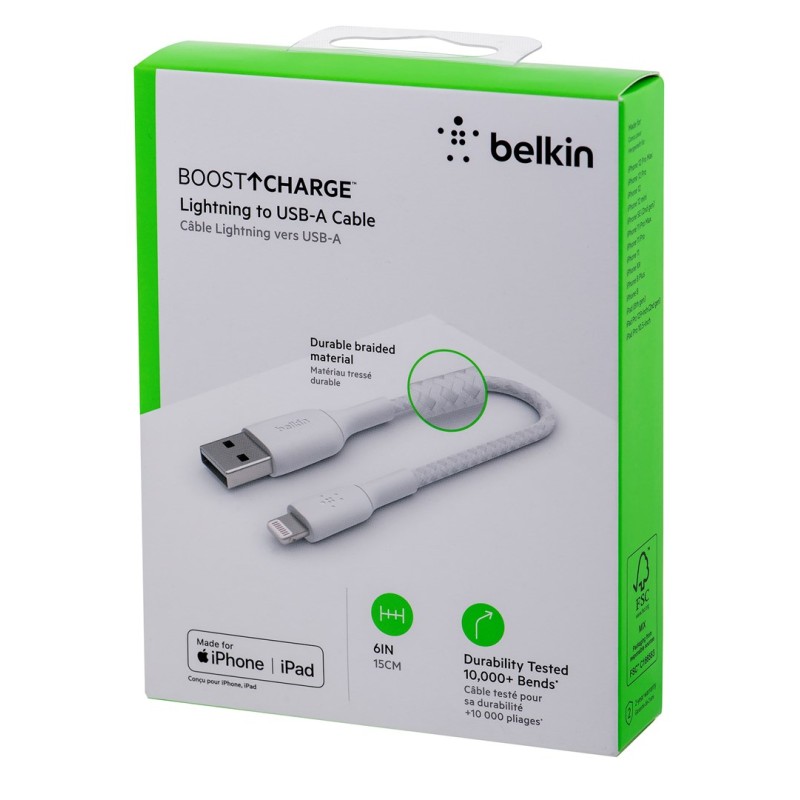 Belkin CAA002BT0MWH lightning cable 0.15 m White Belkin CAA002BT0MWH lightning cable 0.15 m White