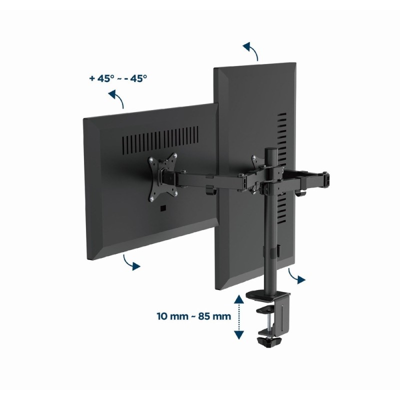 Gembird MA-D2-03 Adjustable desk mounted double monitor arm, 17”-32”, black Gembird MA-D2-03 Adjustable desk mounted double monitor arm, 17”-32”, black