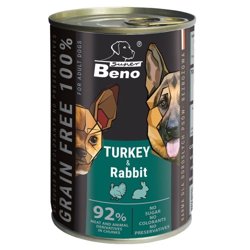 SUPER BENO Turkey and rabbit - wet dog food - 415g SUPER BENO Turkey and rabbit - wet dog food - 415g