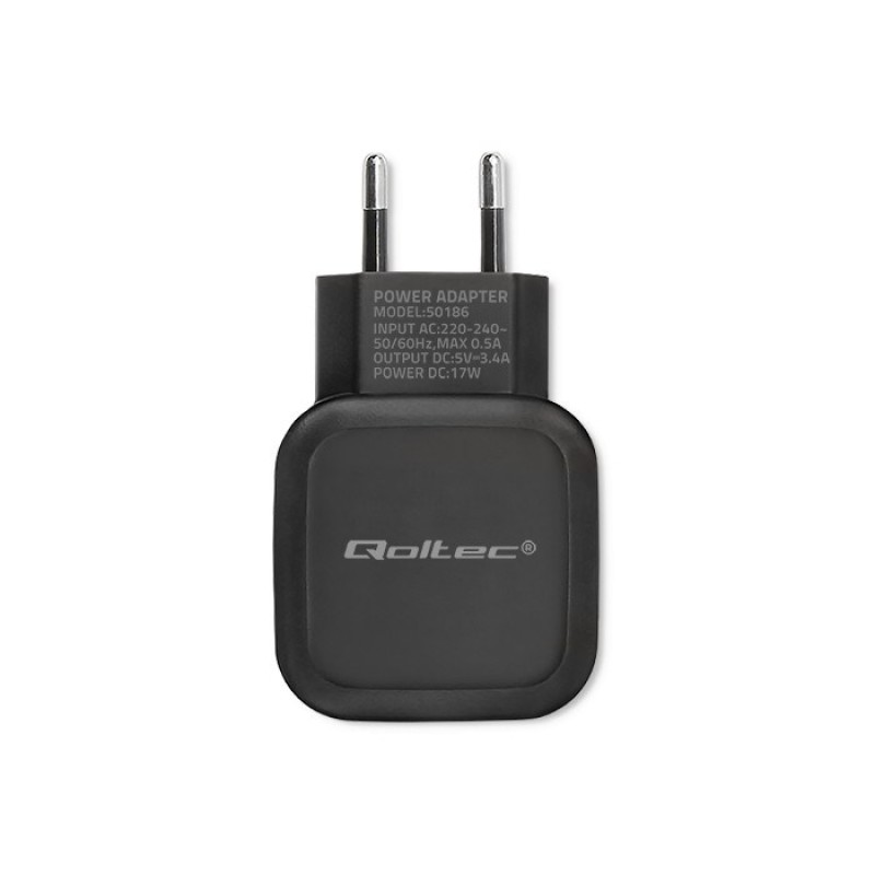 Qoltec 50186 Charger 17W | 5V | 3.4A | 2xUSB Qoltec 50186 Charger 17W | 5V | 3.4A | 2xUSB