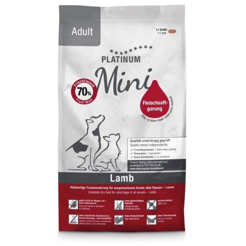 PLATINUM Adult Lamb Mini - semi-moist dog food - 900g