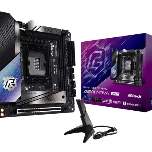 Asrock Phantom Gaming Z890I Nova WiFi Intel Z890 LGA 1851 (Socket V1) mini ITX Asrock Phantom Gaming Z890I Nova WiFi Intel Z890 LGA 1851 (Socket V1) mini ITX